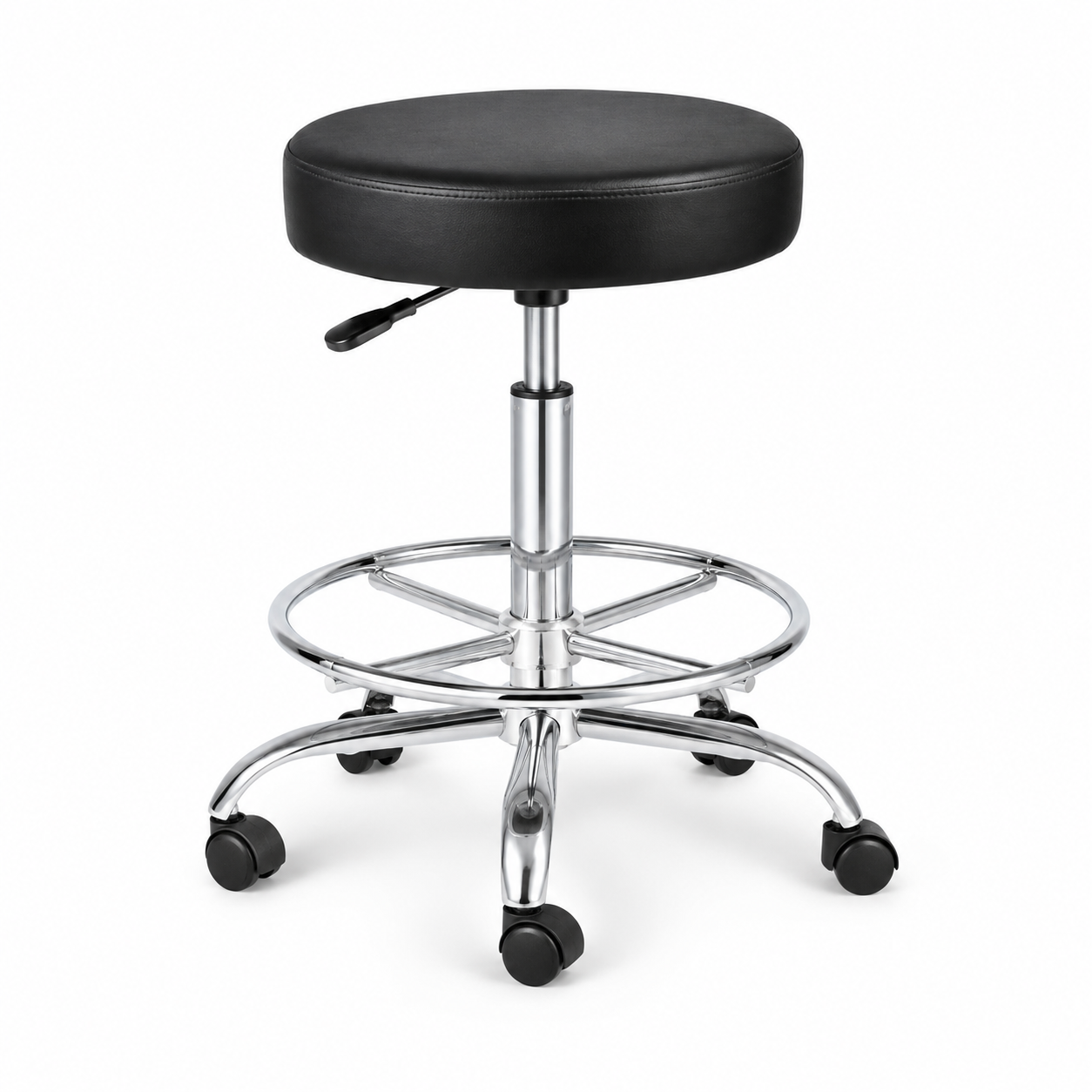 LEATHER ROUND ROLLING STOOL